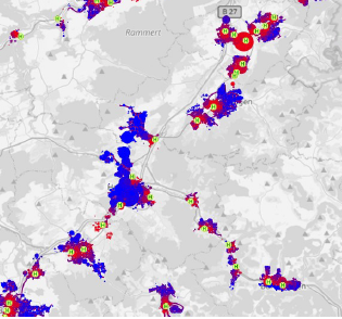 Potenziell realisierte ÖV-Wege und erreichter Modal Split